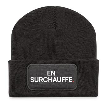 Overheating, humor, tiredness, work - Recycled Patch Beanie - dark grey - Front