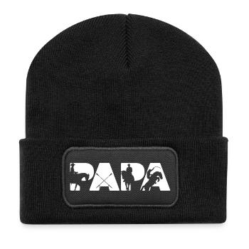 Papa Horse Rider Equestrian Silhouette - Recycled Patch Beanie - black - Front