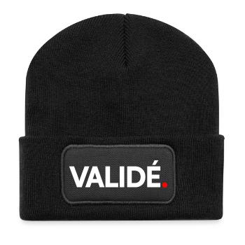 VALIDÉ | Expression humour minimaliste - Beanie recyclé à patch - noir - Devant