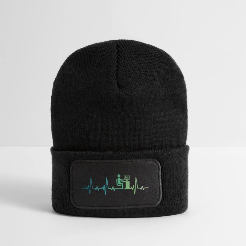Heartbeat Programmer Developer Recycled Patch Beanie