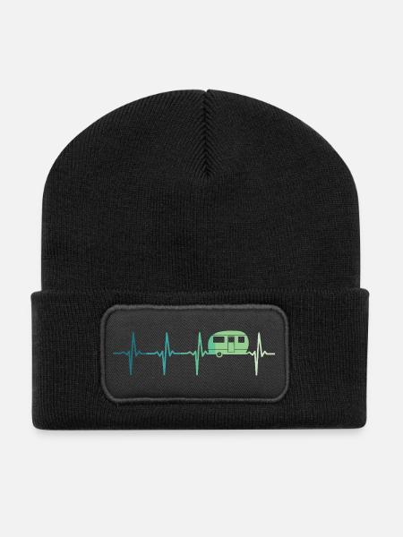 Karawanenherzschlag Camping Wohnwagen - Recycelte Patch Beanie - Schwarz