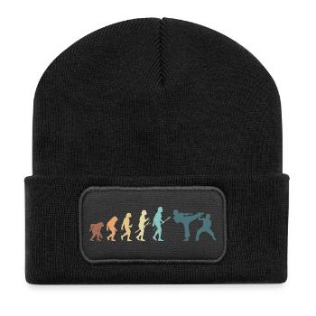 Kampfsport Evolution Karate MMA Kämpfer - Recycelte Patch Beanie - Schwarz - Vorne