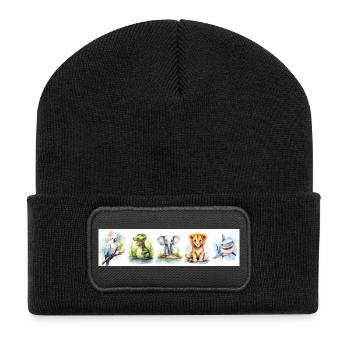 Nursery Animal Prints - Recycled Patch Beanie - black - Front