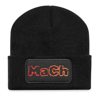 MaCh Schriftzug Orange - Recycelte Patch Beanie - Schwarz - Vorne