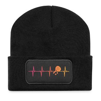 Padel Sunset Herzschlag Padelspieler - Recycelte Patch Beanie - Schwarz - Vorne