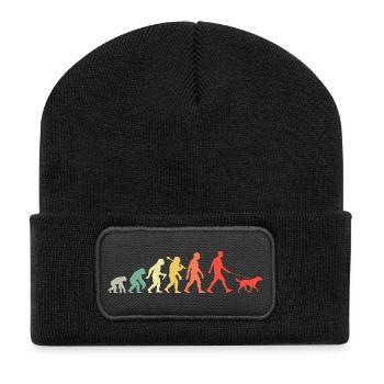 Gassi Gehen Mann Mit Hund Evolution für Männer - Recycelte Patch Beanie - Schwarz - Vorne