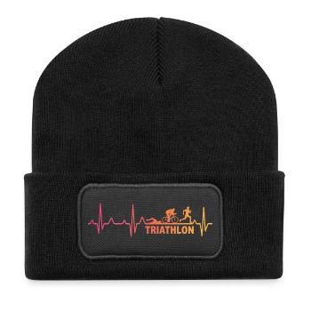 Triathlon herzschlag triathlete triathletin - Recycelte Patch Beanie - Schwarz - Vorne