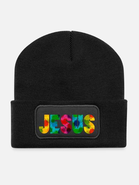 Jesus - Colourful - Recycelte Patch Beanie - Schwarz
