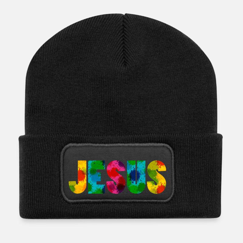 Jesus - Colourful - Recycelte Patch Beanie - Schwarz