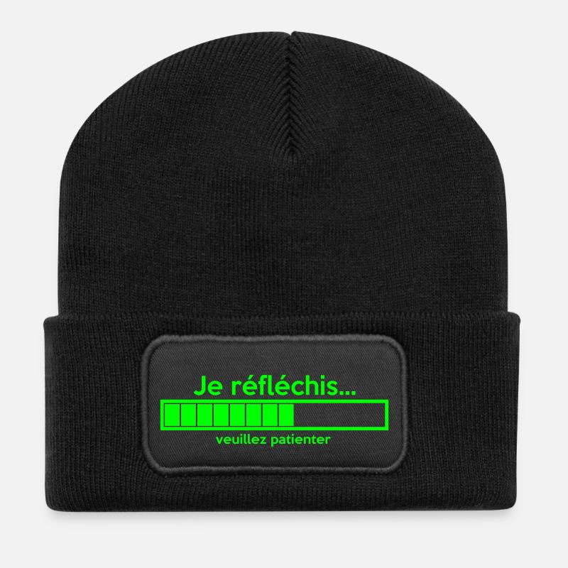 je réfléchis - Beanie recyclé à patch - noir