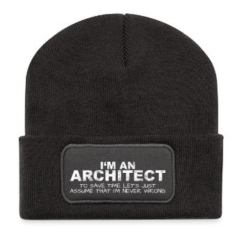 Architecte Never Wrong Save Time Funny - Beanie recyclé à patch - charbon - Devant