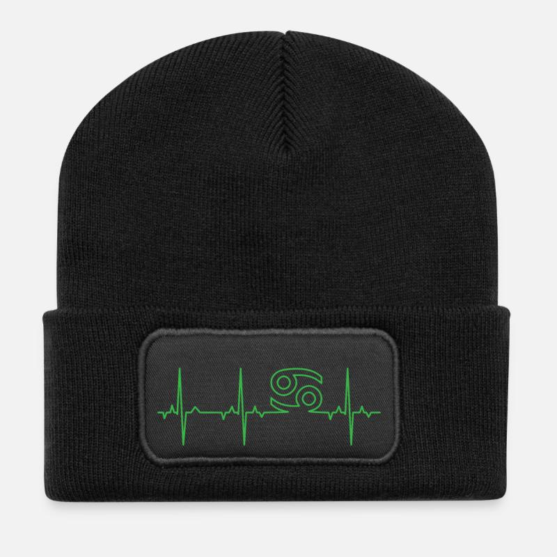 ECG Zodiac - Cancer - Recycled Patch Beanie - black