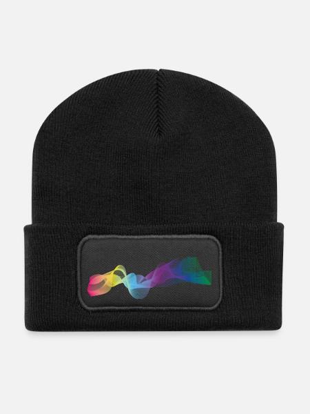 Farben Welle - Recycelte Patch Beanie - Schwarz