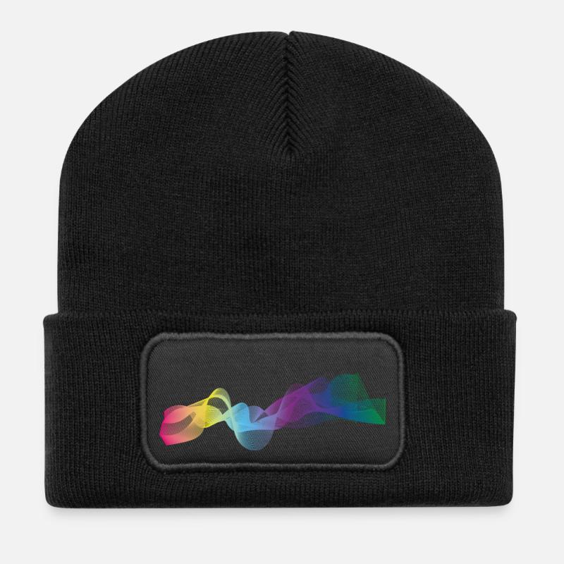 Farben Welle - Recycelte Patch Beanie - Schwarz