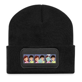 Eheleben 1 - Recycelte Patch Beanie - Schwarz - Vorne