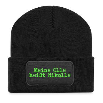 Meine Nikolle - Recycelte Patch Beanie - Schwarz - Vorne