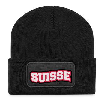 Suisse Design - Recycelte Patch Beanie - Schwarz - Vorne