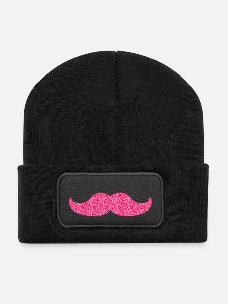 moustache étincelante - Beanie recyclé à patch - noir