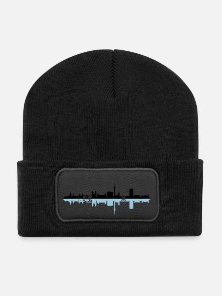 Skyline - Wuppertal - Recycelte Patch Beanie - Schwarz