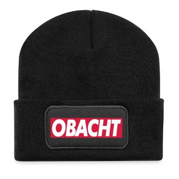 Obacht - Recycelte Patch Beanie - Schwarz - Vorne