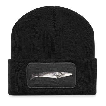Fin whale Balaenoptera physalus - Recycled Patch Beanie - black - Front