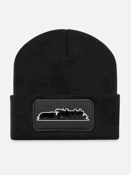 Lokomotive Zug - Recycelte Patch Beanie - Schwarz