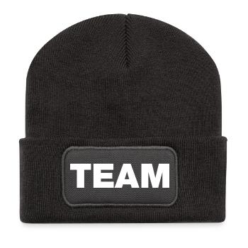 Team (weiß) - Recycelte Patch Beanie - Dunkelgrau - Vorne