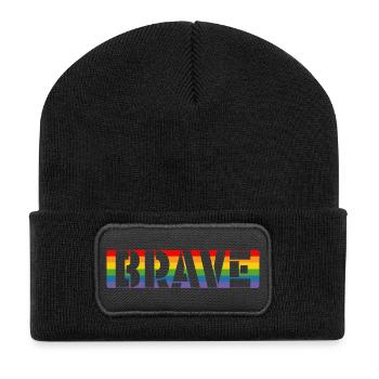 LGBT pride Rainbow Tshirt courageux - Beanie recyclé à patch - noir - Devant
