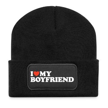 J’aime ma chemise coeur de petit ami - Beanie recyclé à patch - noir - Devant