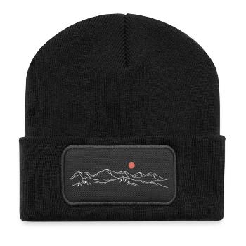 Minimaler Sunset Ridge - Recycelte Patch Beanie - Schwarz - Vorne