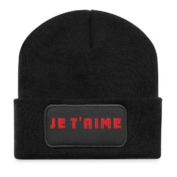 ICH LIEBE DICH. ICH HABE GERADE GEHEIRATET. Junggesellinnenabschied. VALENTINSTAG - Recycelte Patch Beanie - Schwarz - Vorne