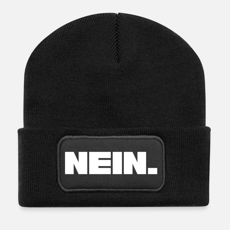 Nein. - Recycelte Patch Beanie - Schwarz