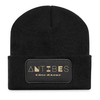 Antibes-Abstract Geometric  Coastal Artwork - Recycled Patch Beanie - black - Front