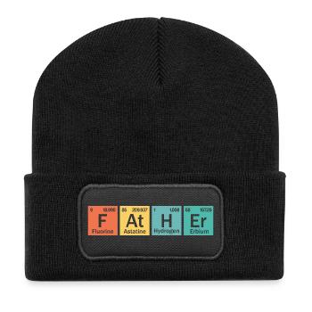 Vater-Element - Recycelte Patch Beanie - Schwarz - Vorne