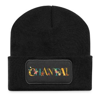 CHANTAL Name Art With Flowers Embroidered - Recycled Patch Beanie - black - Front