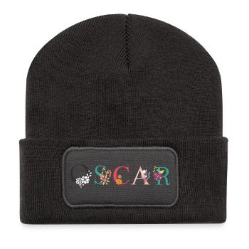OSCAR Name Art With Flowers Embroidered - Recycled Patch Beanie - dark grey - Front