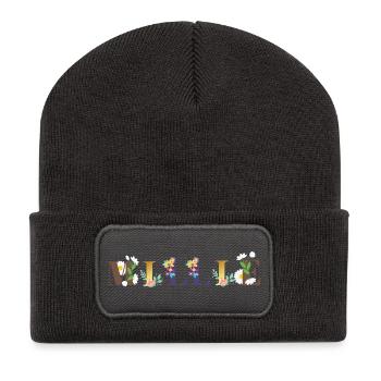 MILLIE Name Art With Flowers Embroidered - Recycled Patch Beanie - dark grey - Front