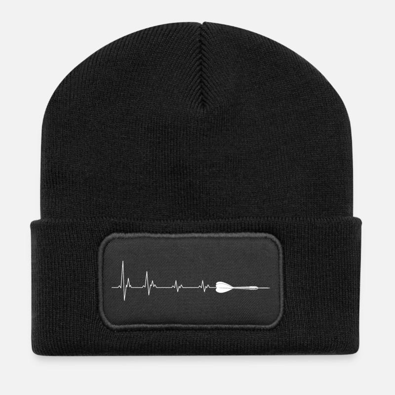 Heartbeat Heart Shape Medical Design - Recycled Patch Beanie - black