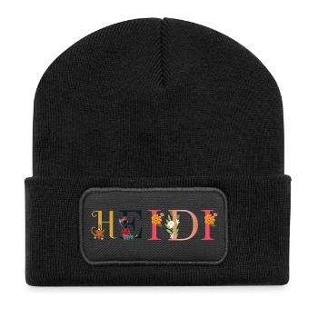 Nom HEIDI décoré de fleurs - Beanie recyclé à patch - noir - Devant
