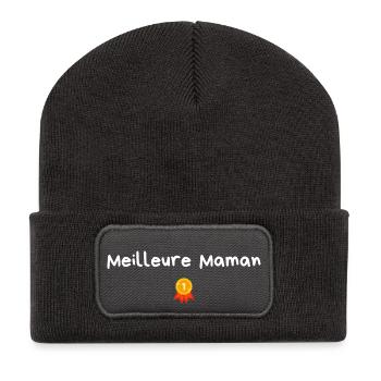 Beste Mama - Mama Geschenkidee - Recycelte Patch Beanie - Dunkelgrau - Vorne