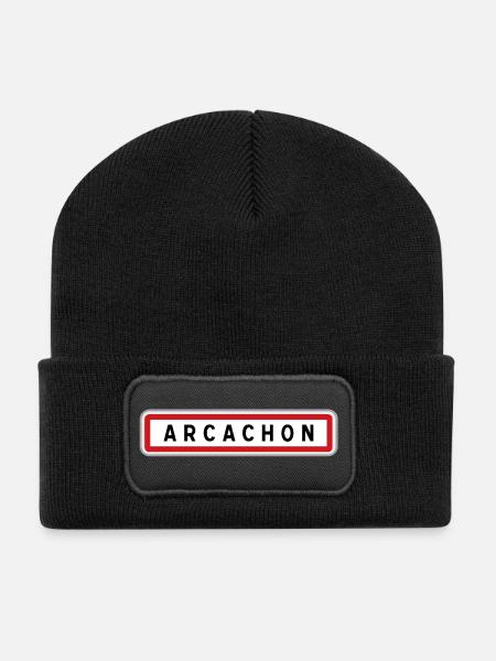 Panneau d'entrée de ville de Arcachon, Gironde - Beanie recyclé à patch - noir