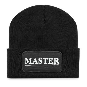 MASTER Whip Logo in White – BDSM Bold Statement - Recycled Patch Beanie - black - Front
