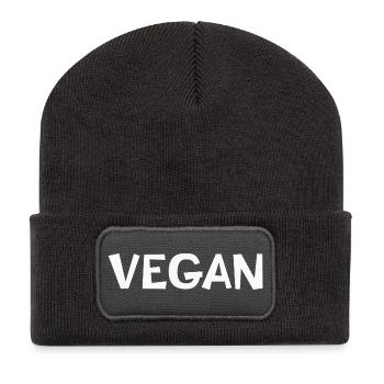 Végétalien - Beanie recyclé à patch - charbon - Devant