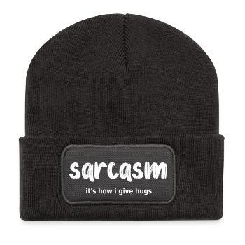 sarcasm its how I give hugs - Recycled Patch Beanie - dark grey - Front