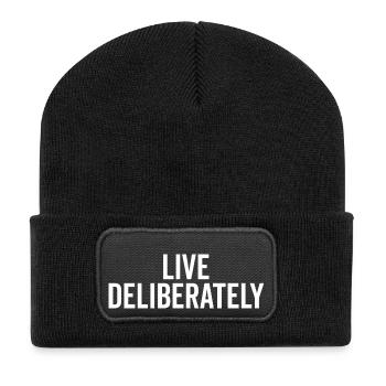 Vivre délibérément - Beanie recyclé à patch - noir - Devant