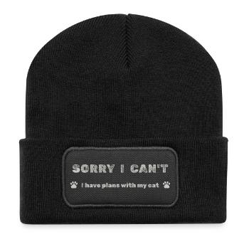 Sorry I Can’t – Plans With My Cat - Recycled Patch Beanie - black - Front