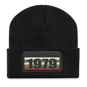 1979 Jahrgang 1979 Geschenk 1979 Geburtstag 1979 - Recycelte Patch Beanie - Schwarz - Vorne