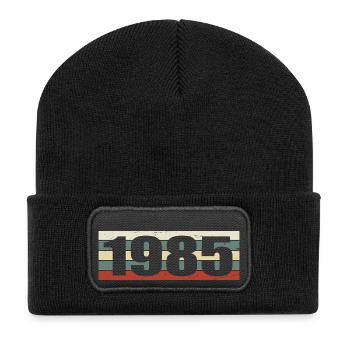 1985 Jahrgang 1985 Geschenk 1985 Geburtstag 1985 - Recycelte Patch Beanie - Schwarz - Vorne