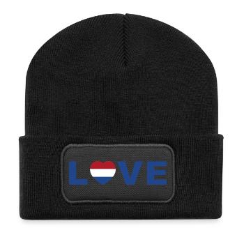 Vibrating Heart with Colorful Flag - Recycled Patch Beanie - black - Front
