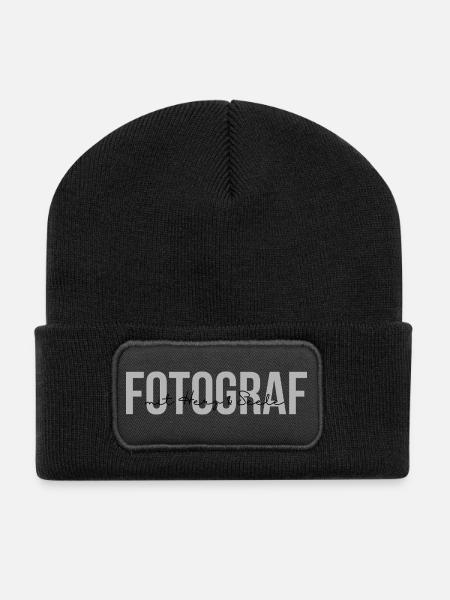 Fotograf mit Herz und Seele (Black) - Recycelte Patch Beanie - Schwarz